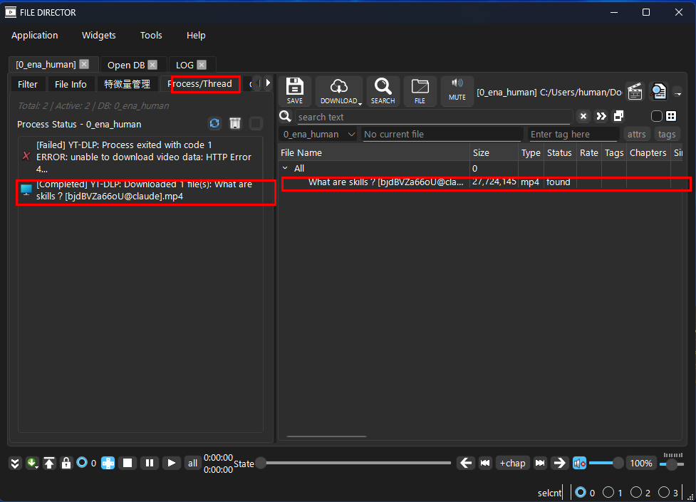 ダウンロード完了後の画面